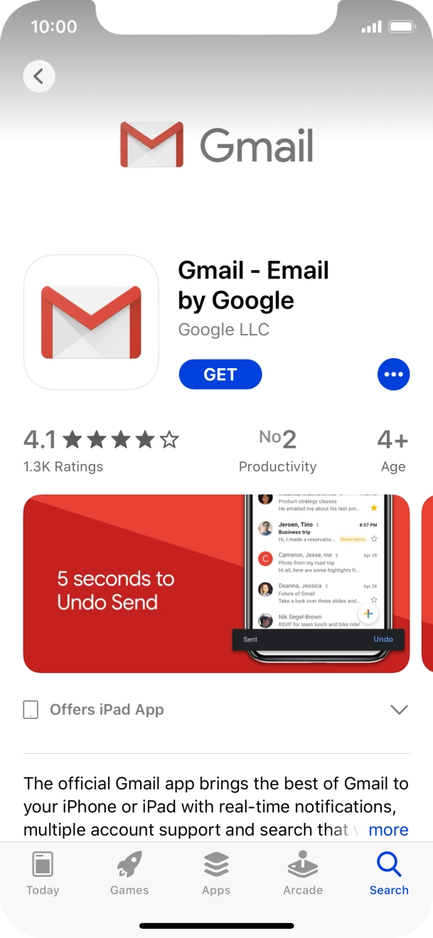 Press GET and follow the instructions on the screen to install the app.