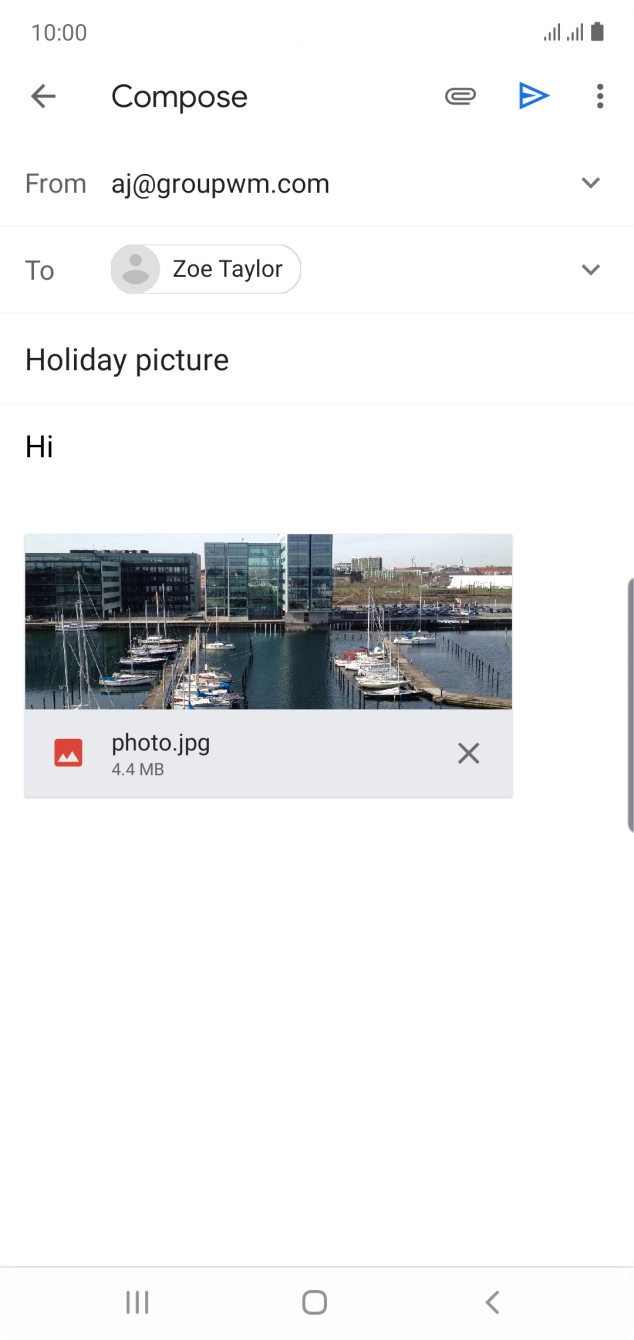 Press the send icon when you've finished your email.