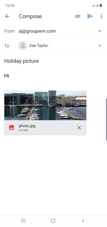 Press the send icon when you've finished your email. Press the send icon when you've finished your email.