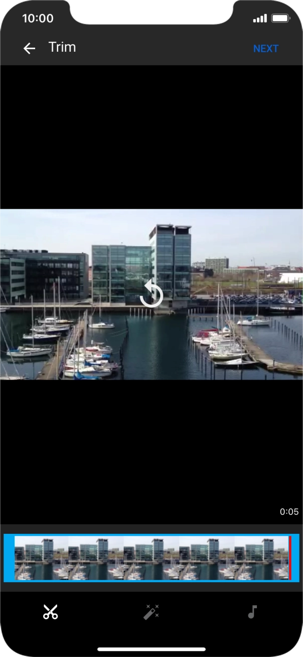 Follow the instructions on the screen to edit the video clip and press NEXT.