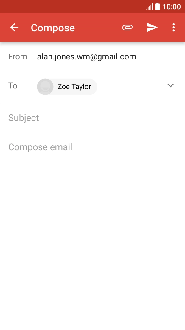 Press Subject and key in a subject for the email.