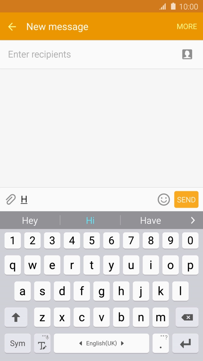 Press the required word to insert it.