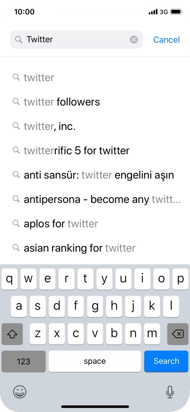 Key in Twitter and press Search.