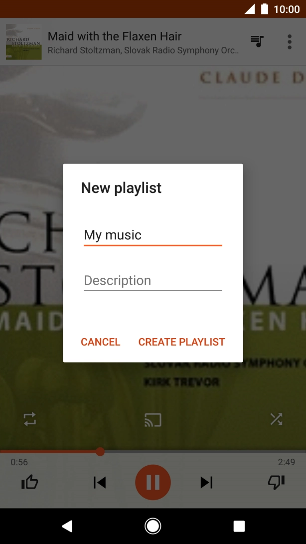 Key in a name for the playlist and press CREATE PLAYLIST.