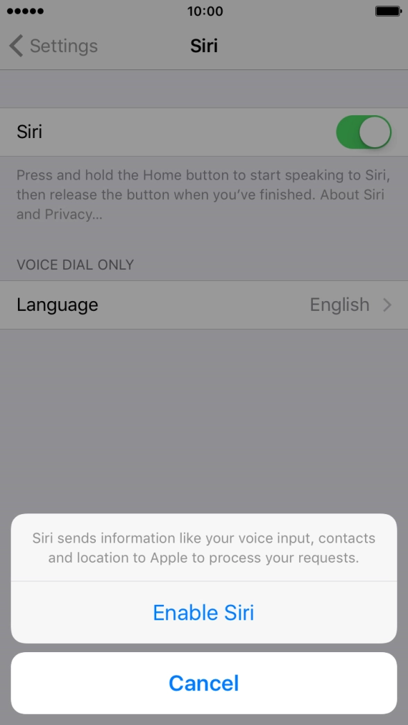 Press Enable Siri.