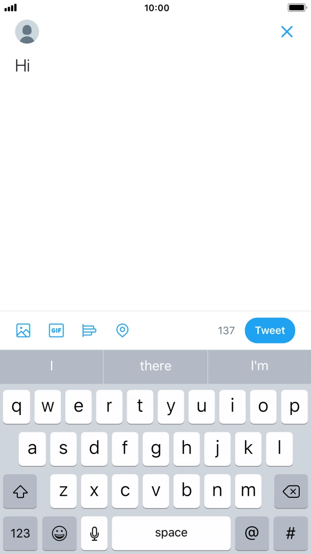 Write the required text and press Tweet.