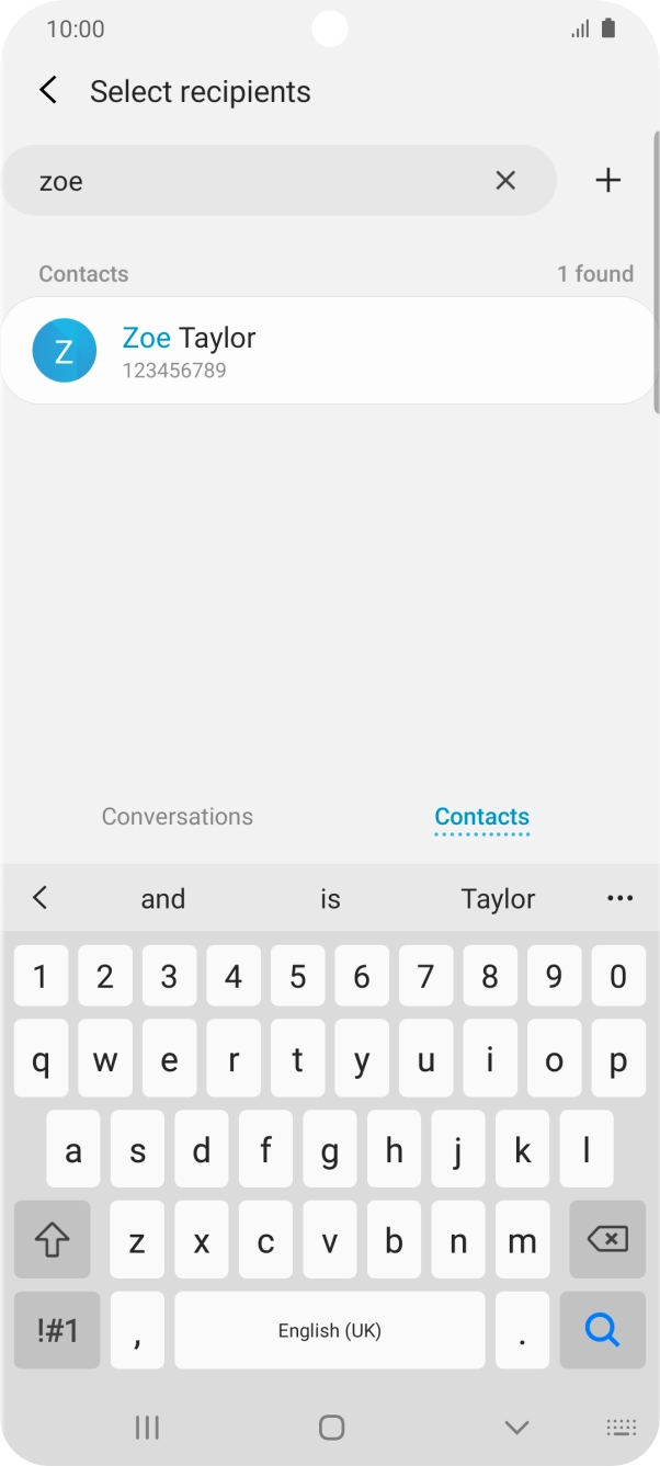 Press the required contact.