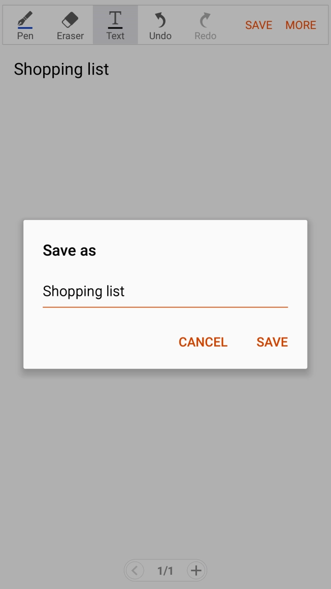 Key in a name for the note and press SAVE.