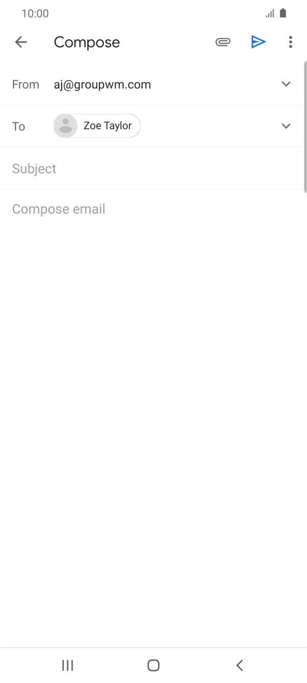 Press Subject and key in the subject for the email.