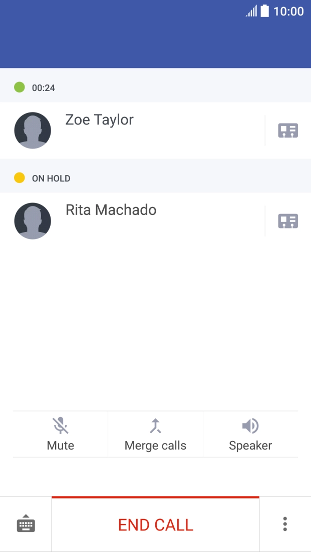 Activate the call you want to end and press END CALL.