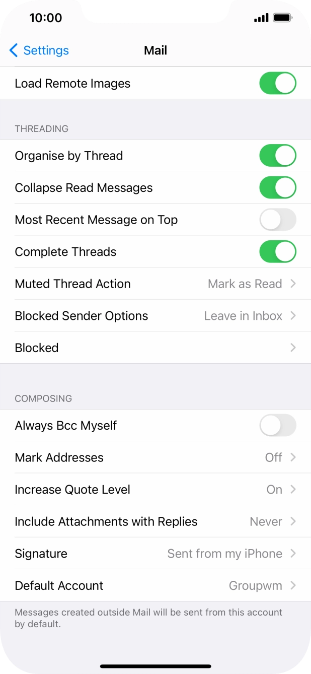 Press Default Account.