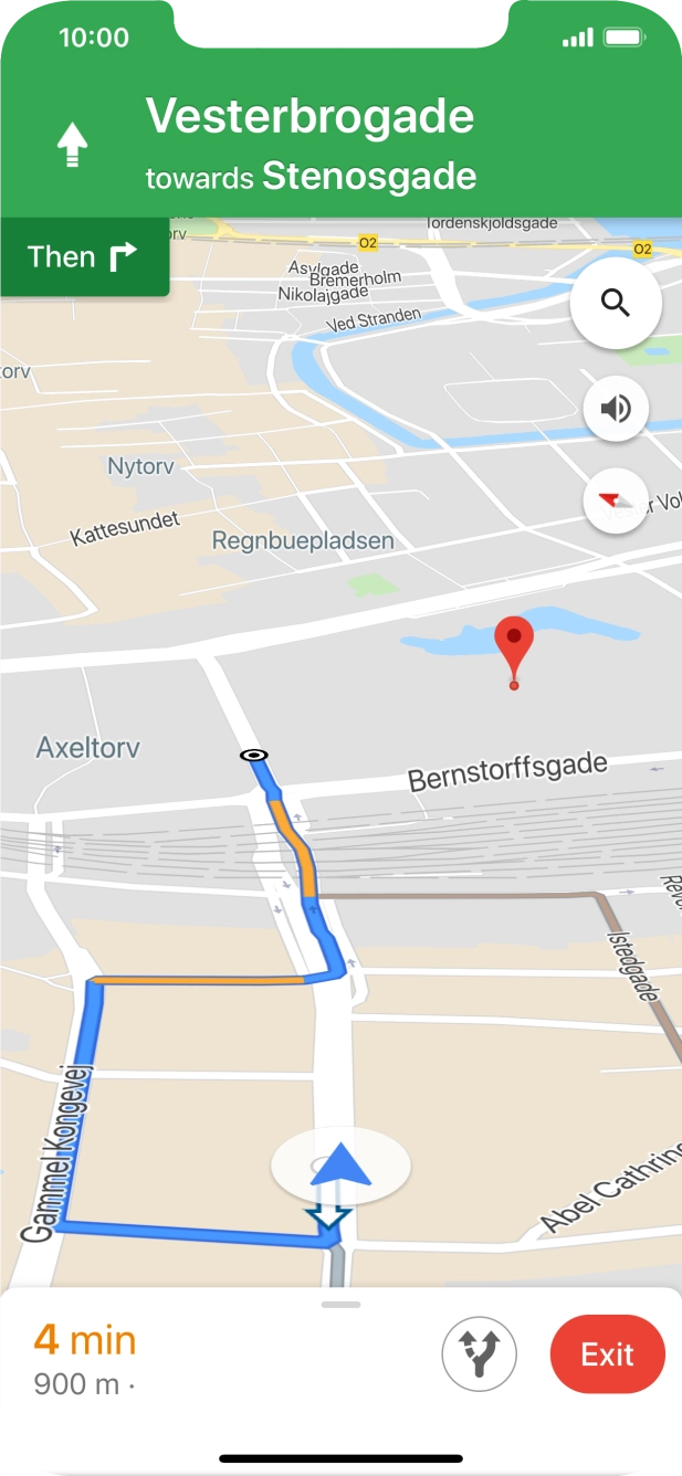 The travel information at the bottom of the screen shows your travel time, estimated time of arrival and distance to destination.