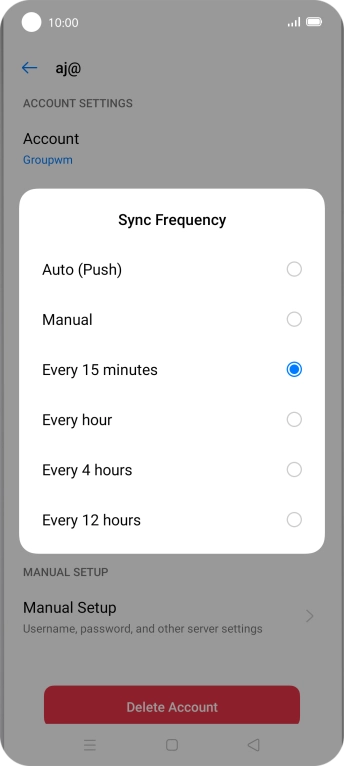 Press the required setting. Press the required setting.