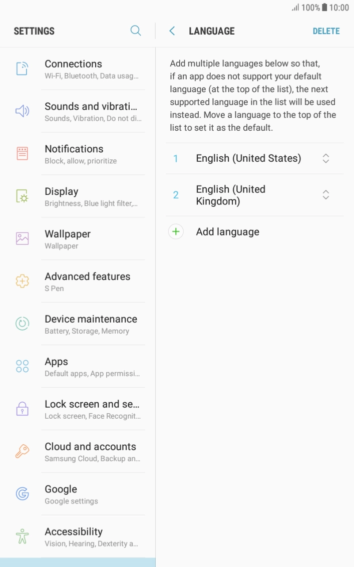 To subsequently select another language as the default language, press the move icon next to the required language and drag it to the top of the list.