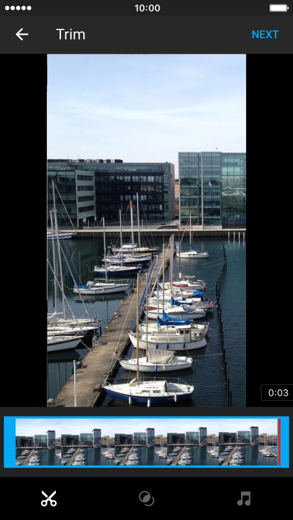 Follow the instructions on the screen to edit the video clip and press NEXT.