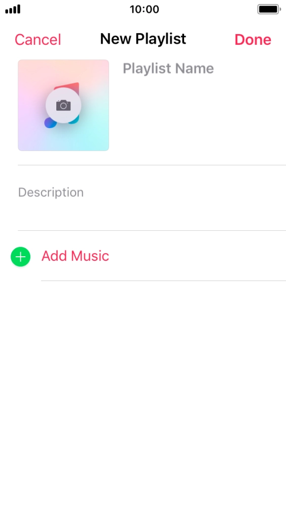 Press the text input field and key in a name for the playlist.