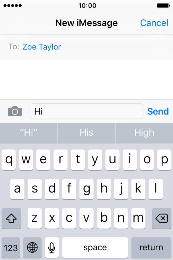 Press Send when you've written your iMessage.
