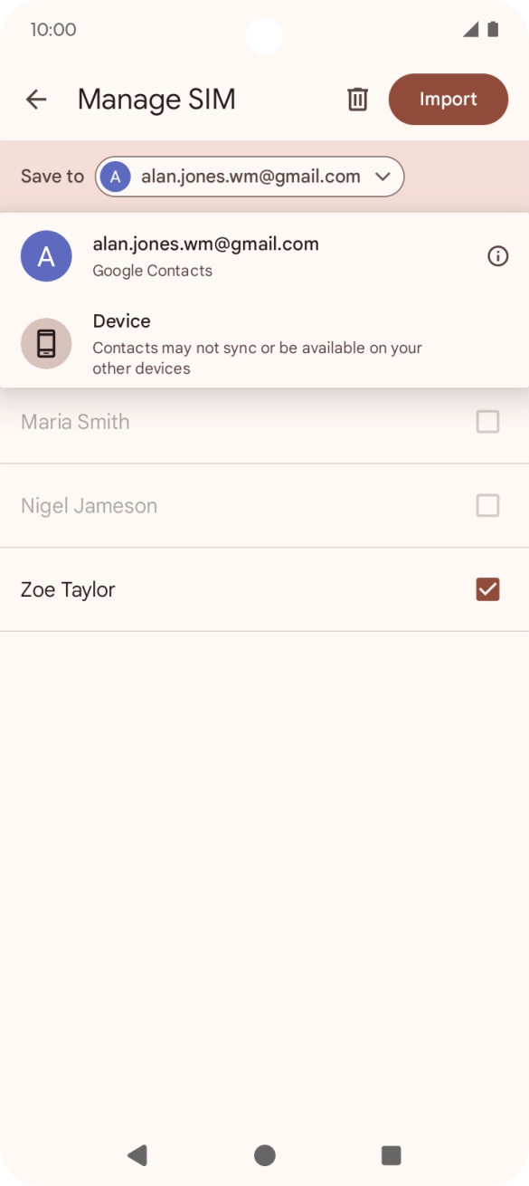 Press the required Google account.