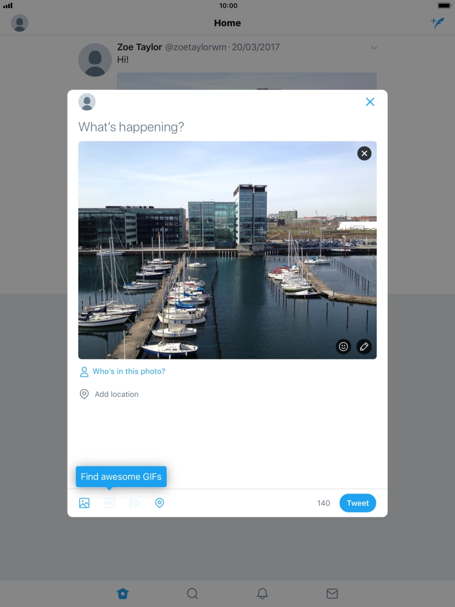 Press the text input field.