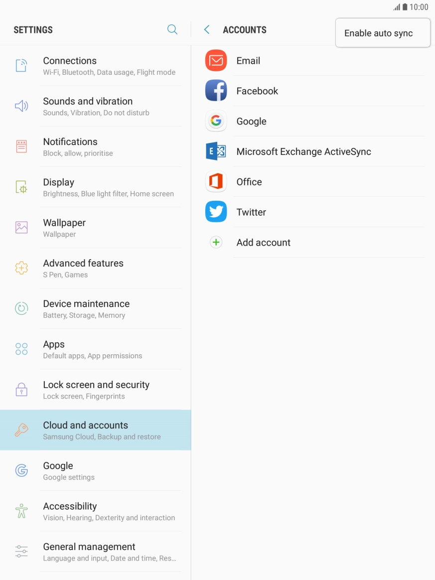 Press Enable auto sync.