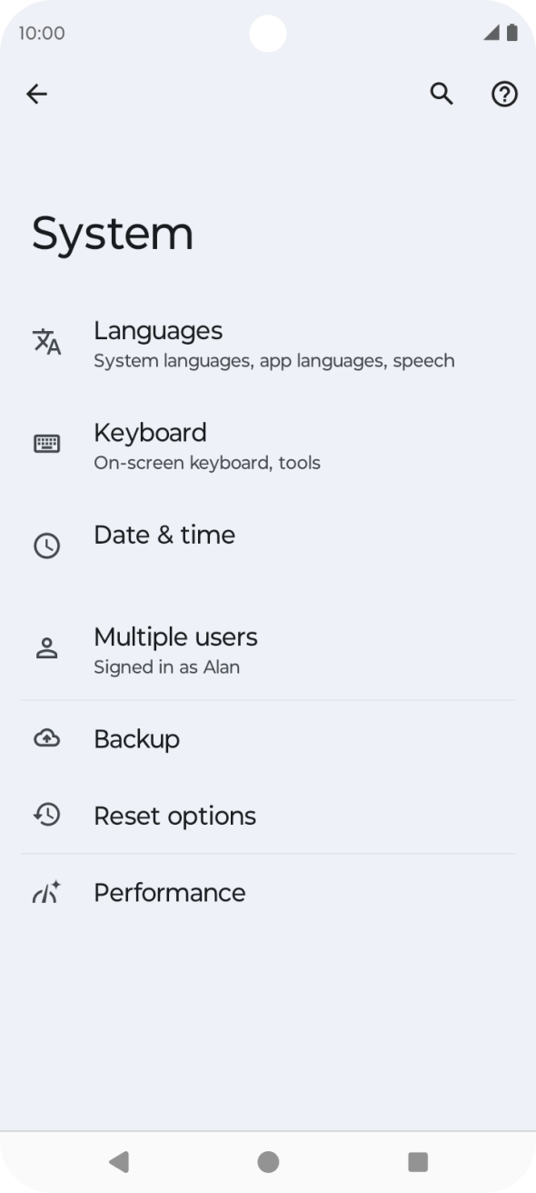 Press Reset options.
