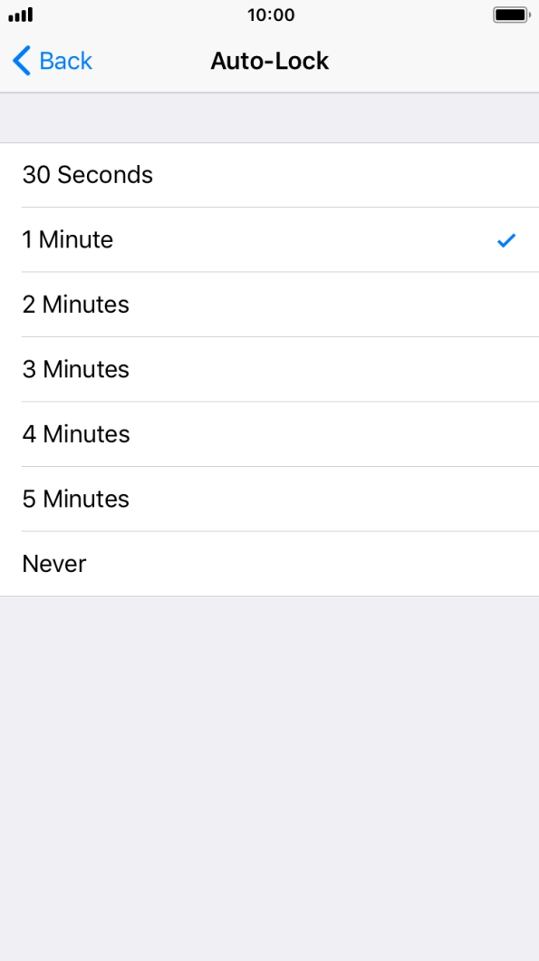 Press the required setting.