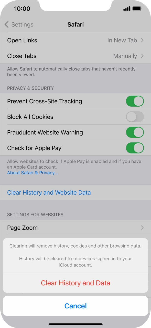 Press Clear History and Data. Press Clear History and Data.