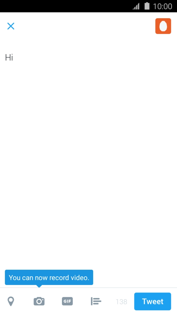 Write the required text and press Tweet.