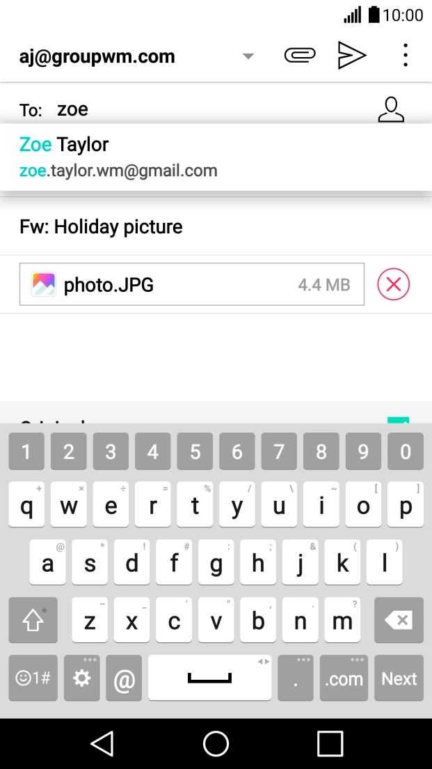 Key in the first letters of the recipient's name and press the required contact.
