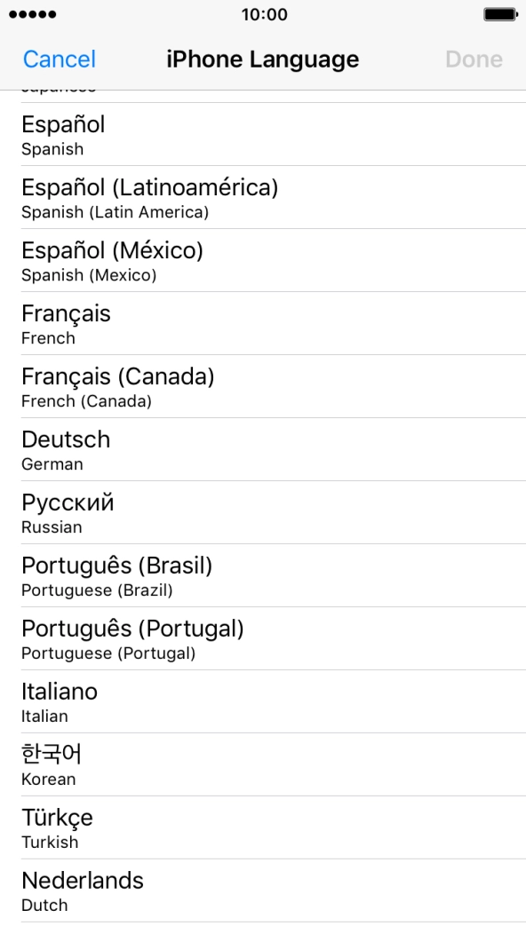 Press the required language.