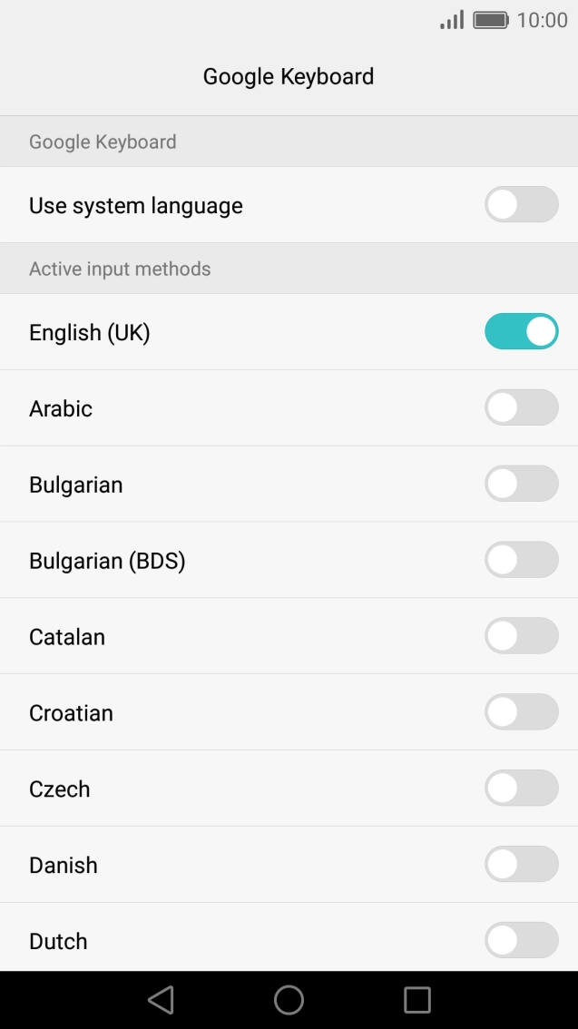 Press the indicator next to the required language to add it.