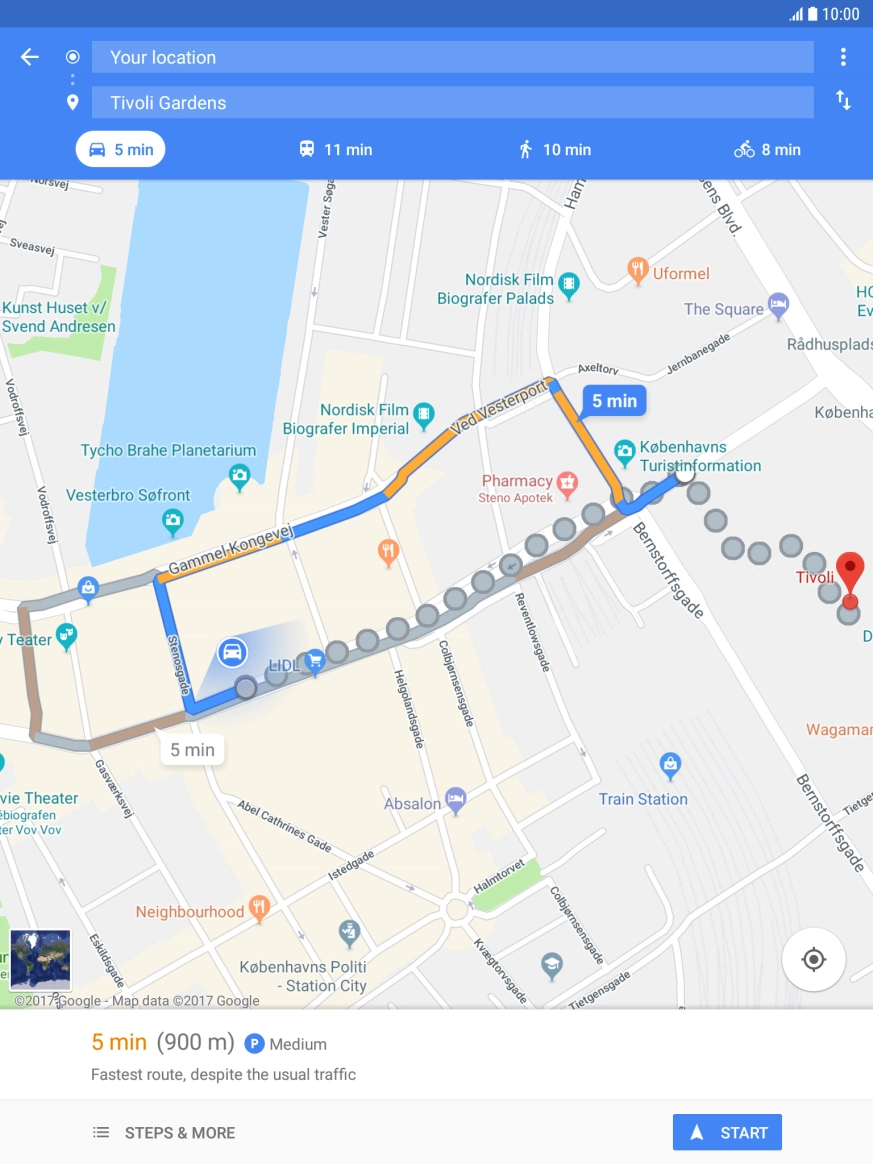Press the required mode of transportation.