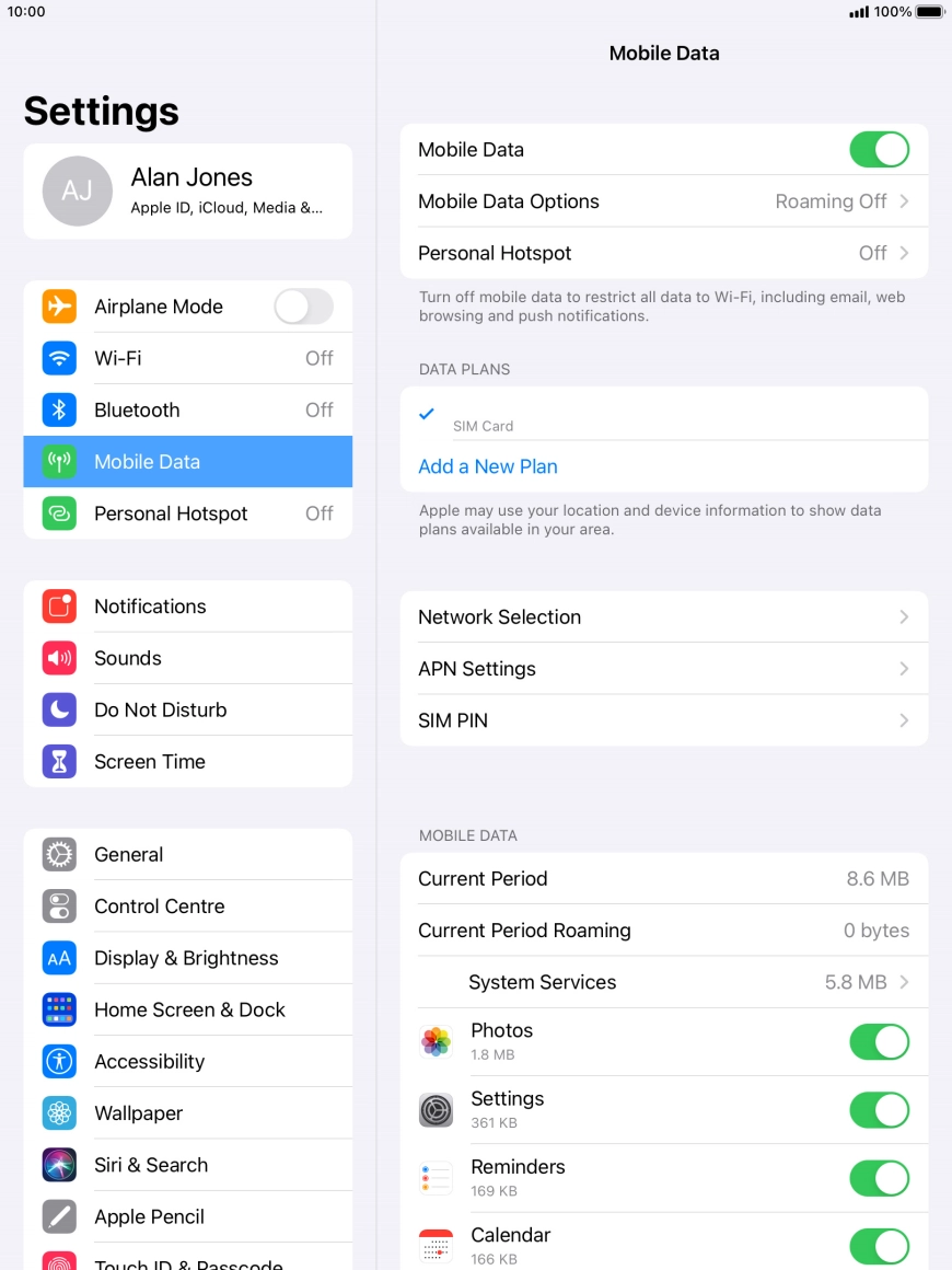 The total data usage is displayed next to Current Period.