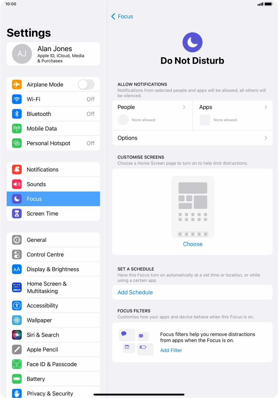 Press People and follow the instructions on the screen to select which contacts you would like to receive calls and notifications from when Do Not Disturb is turned on. Press People and follow the instructions on the screen to select which contacts you would like to receive calls and notifications from when Do Not Disturb is turned on.