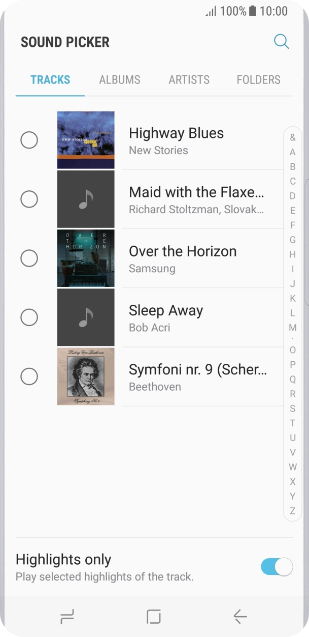 Press the different ring tones to hear them.