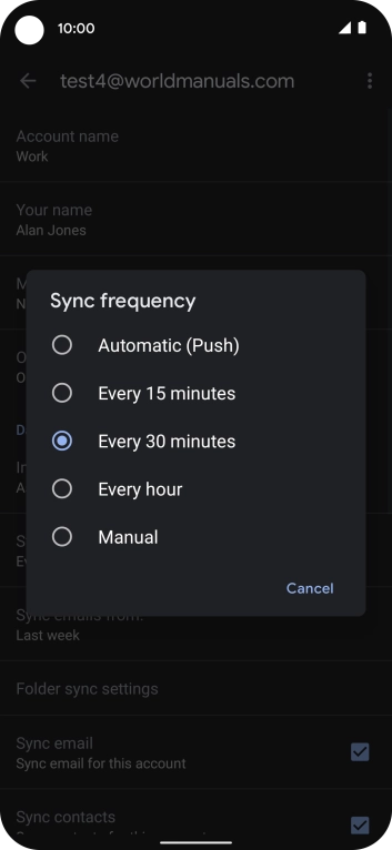 Press the required setting. Press the required setting.