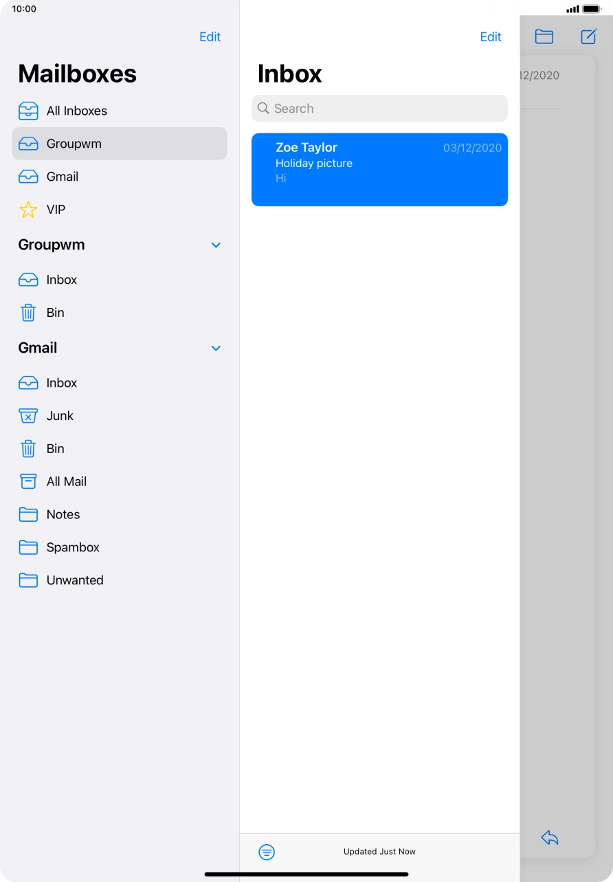 Press the required email account.