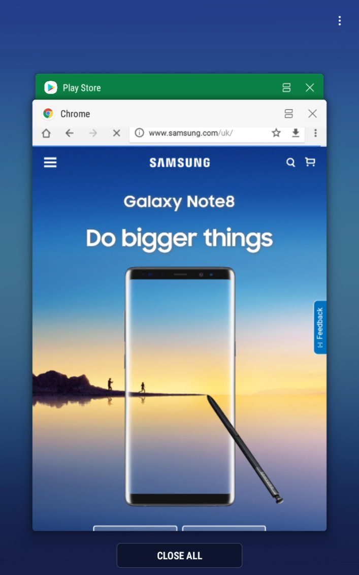 To end one running application, slide your finger right on the required application.