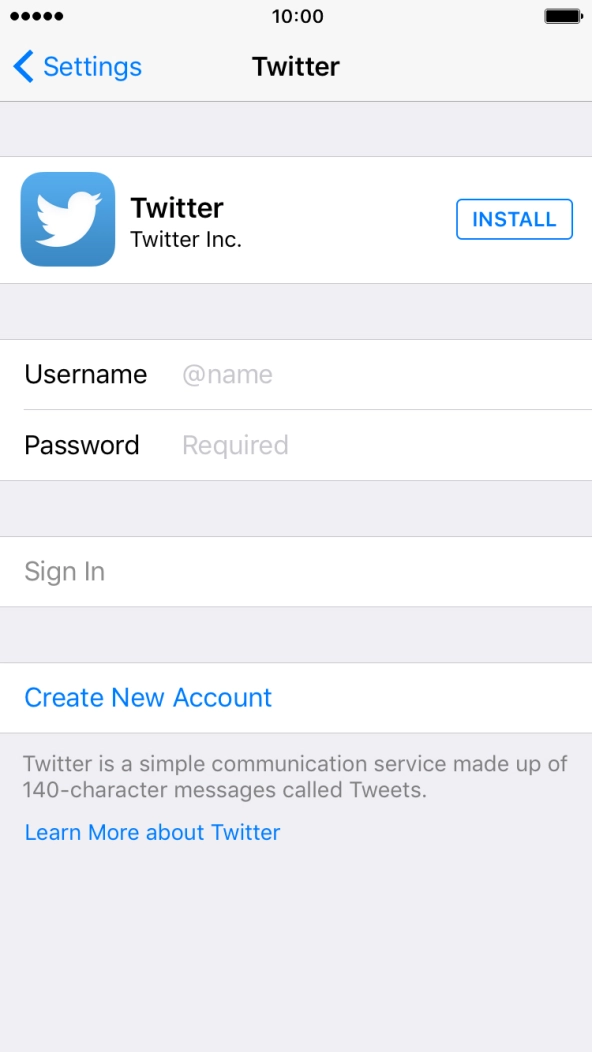 Press INSTALL and wait while Twitter is installed. Press INSTALL and wait while Twitter is installed.