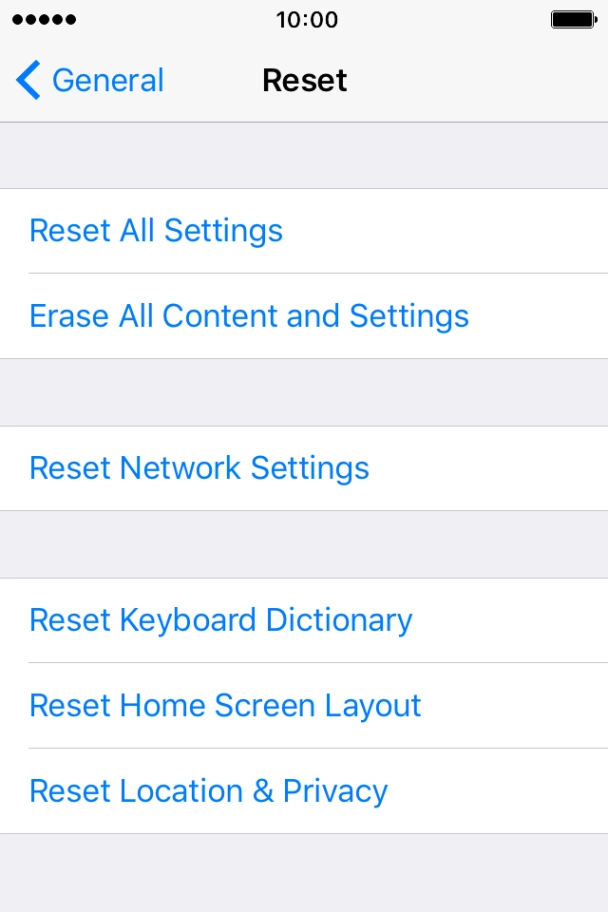 Press Reset All Settings.