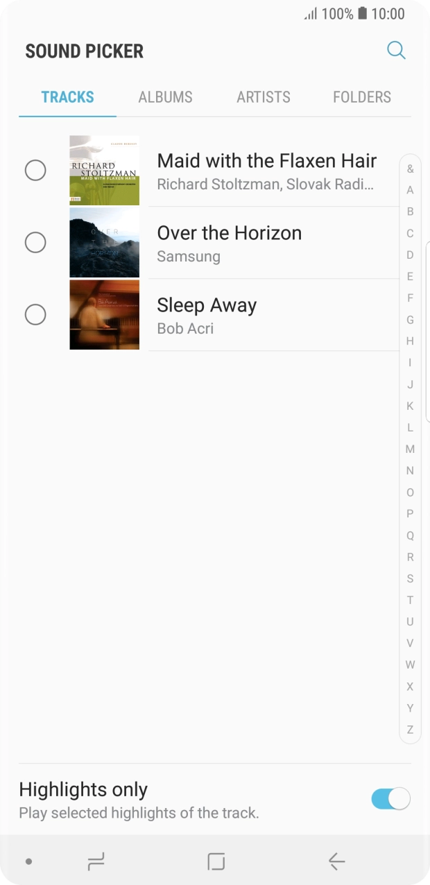 Press the different ring tones to hear them.