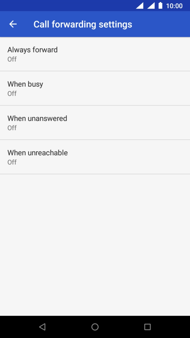 Press the required divert type.