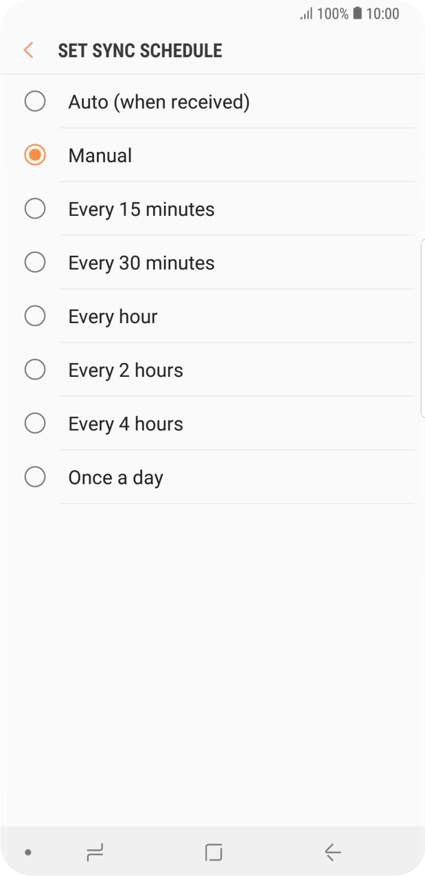 Press the required setting.