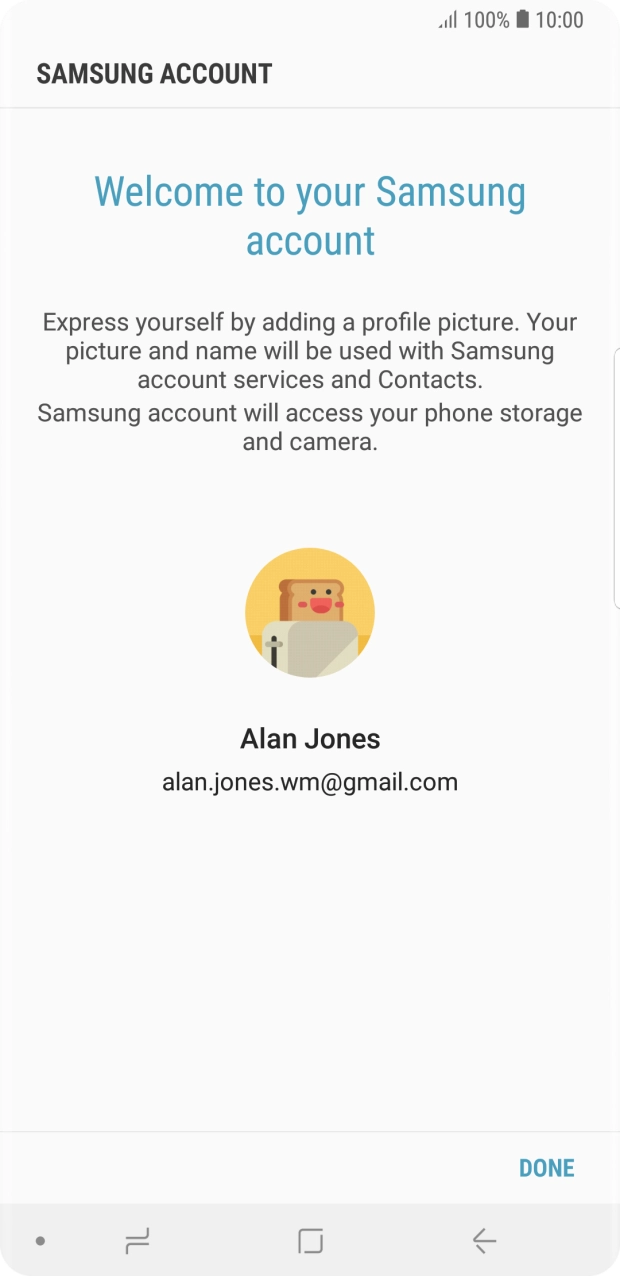 Press DONE and follow the instructions on the screen to select Bixby settings.
