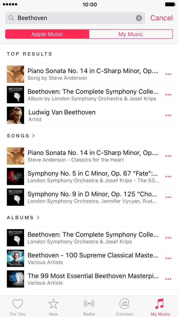 Press the dots next to the required song.