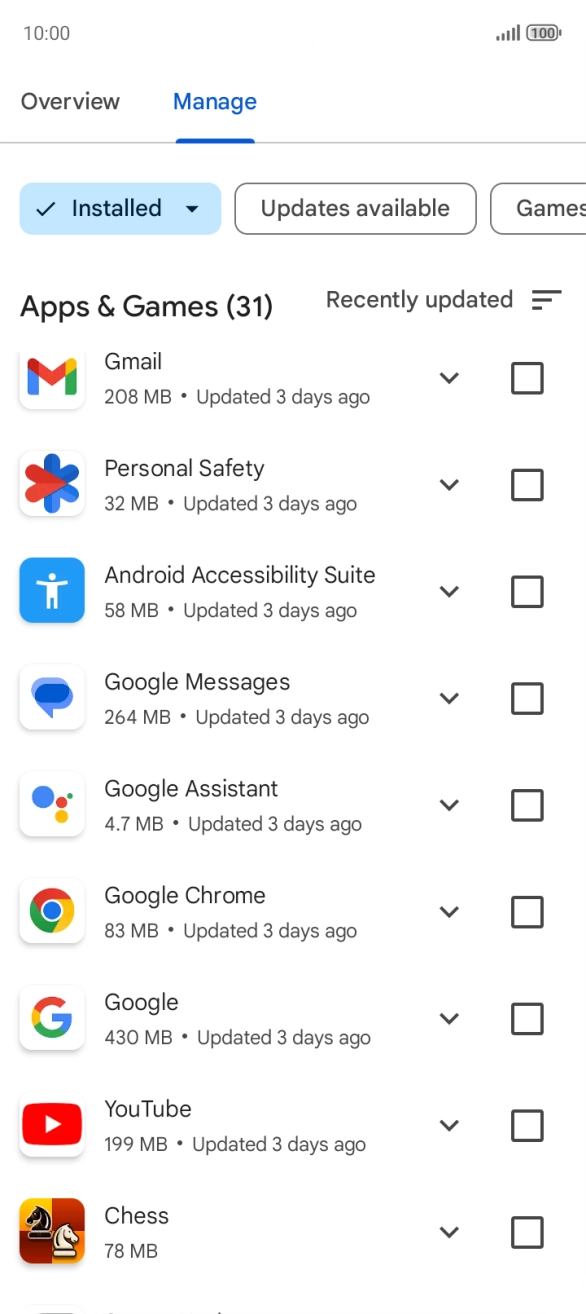Press the required app.