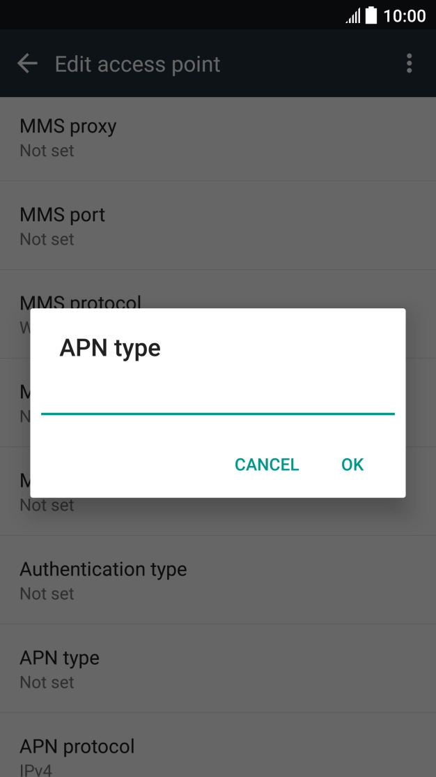 Key in default and press OK.