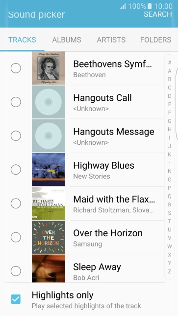 Press the different ring tones to hear them.