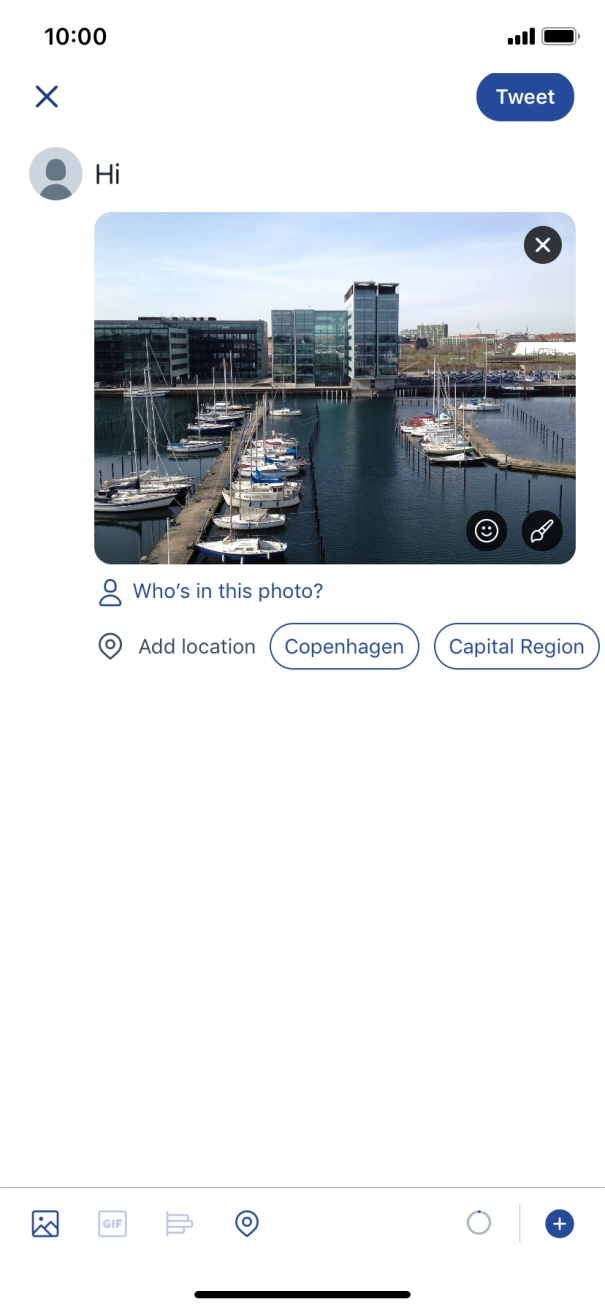 Write the required text and press Tweet. Write the required text and press Tweet.