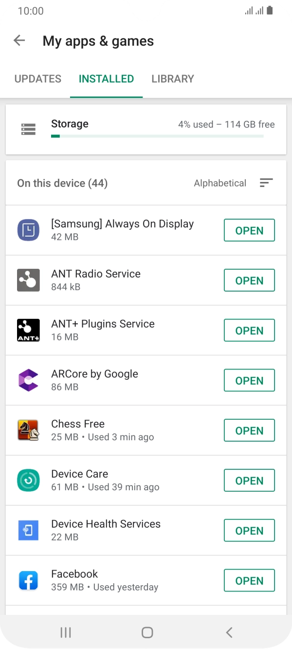 Press the required app.
